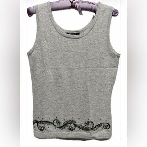 NWT Exquisite Karen Kane Heather Gray Embellished Cashmere Blend Sweater Shell